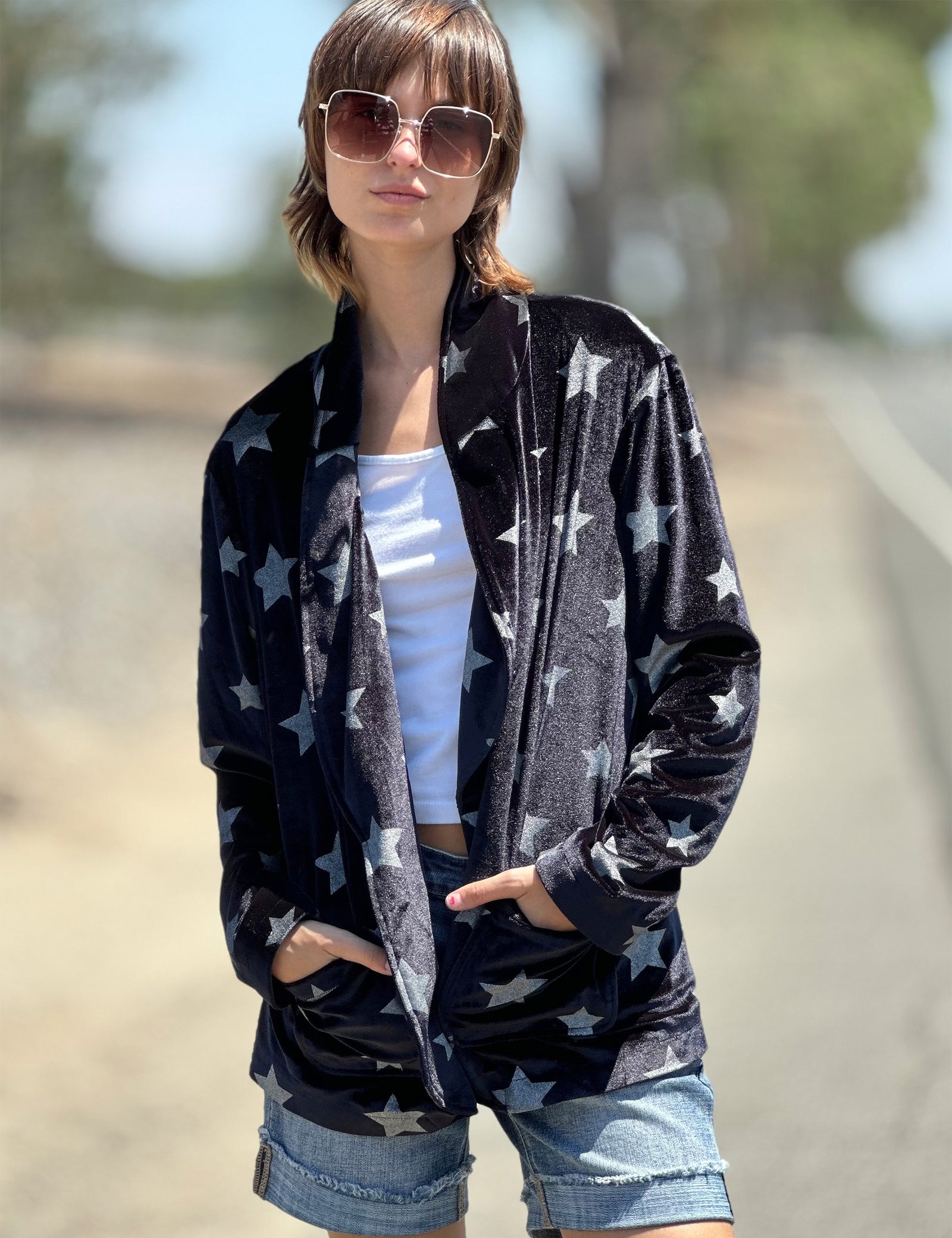 Women's Velvet Galaxy Star Print Jacket – Billy T – billytshop