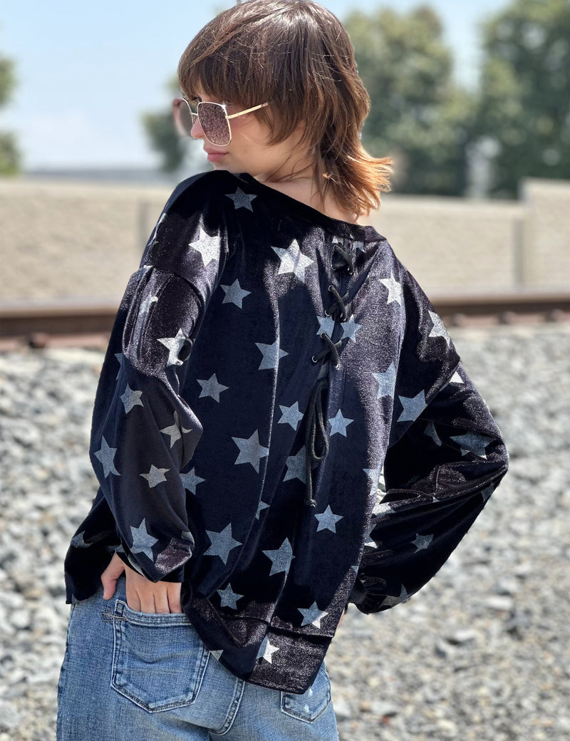 Velvet Galaxy Stars Sweatshirt Back View