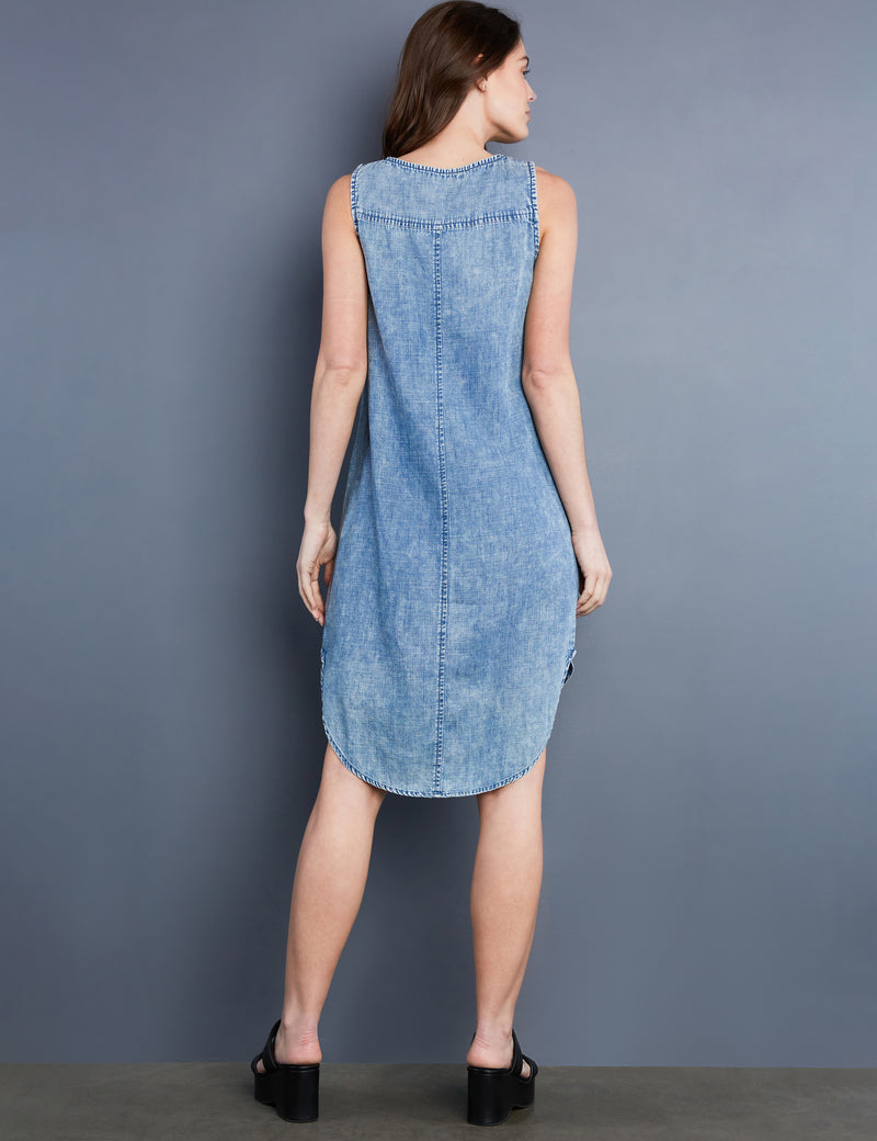 Womens Denim Tank Dress with Pocket Billy T Vintage Denim / XS Womens Denim Tank Dress with Pocket Billy T Vintage Denim / XS