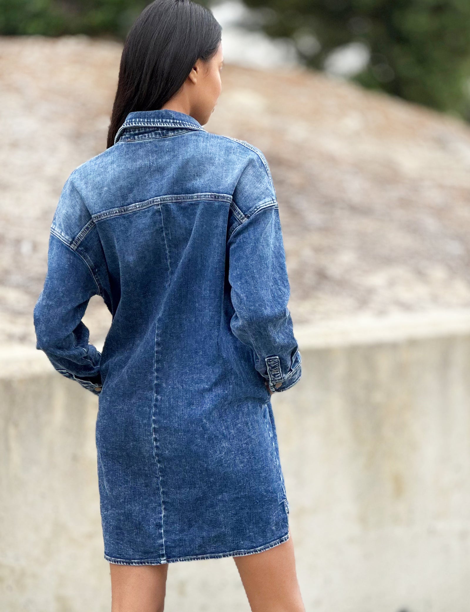 denim t shirt dress Women’s WL Denim Shirtdress in Stretchy Everyday Fit – Wash Lab North Beach Blue / XL