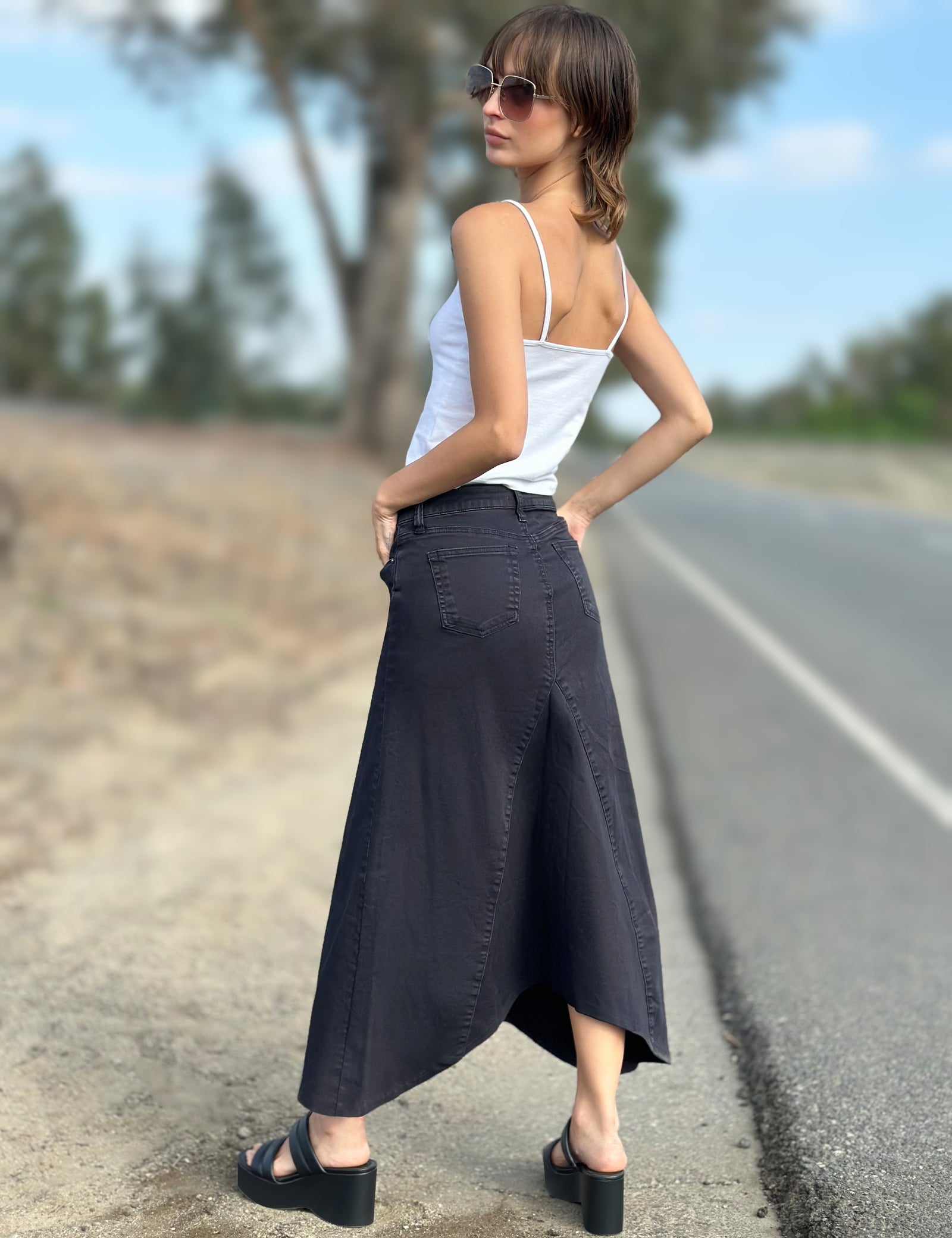 Women's Selma Pieced Denim Maxi Skirt – Billy T – billytshop