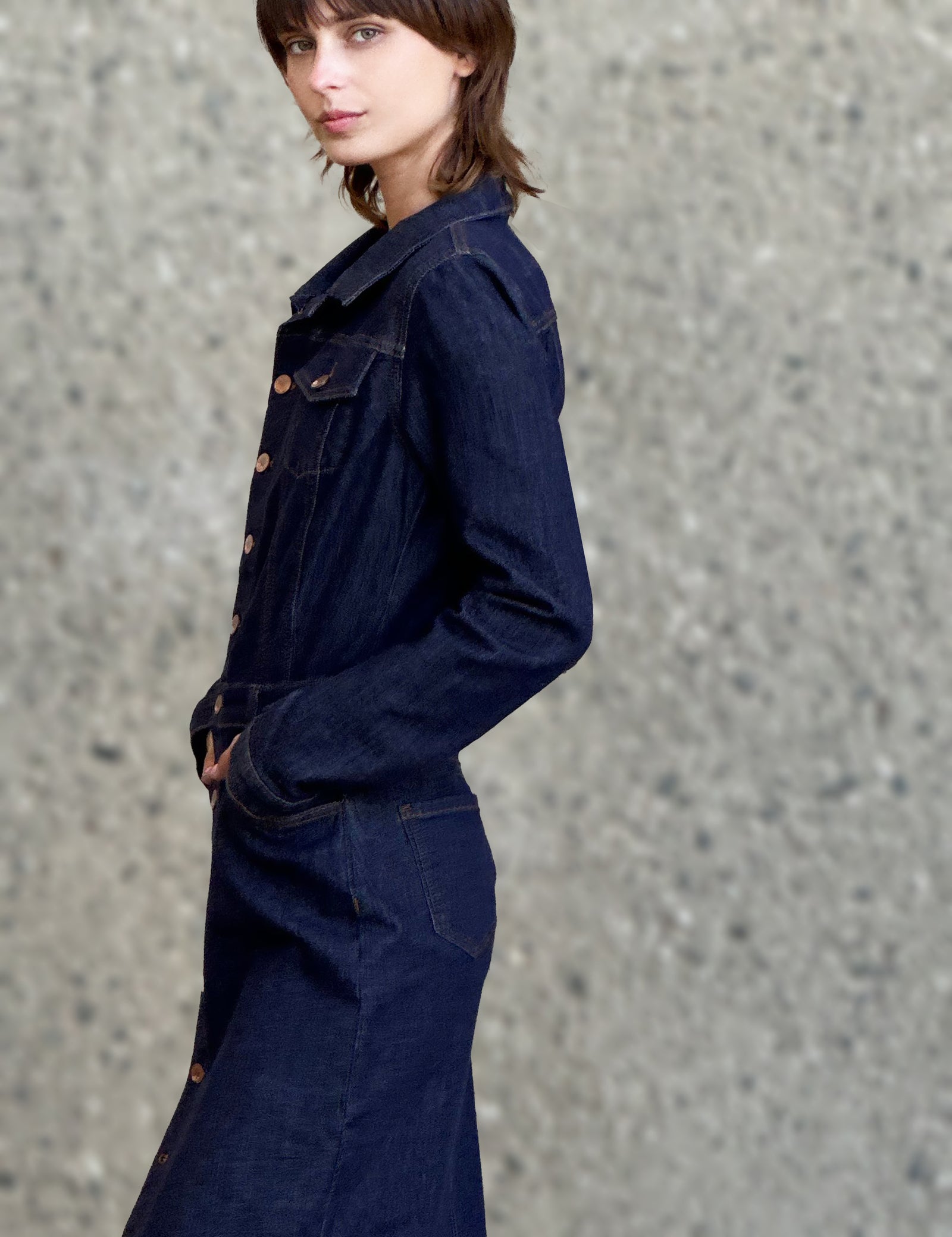 Women's Piece Dyed Denim Button Dress – Billy T – billytshop