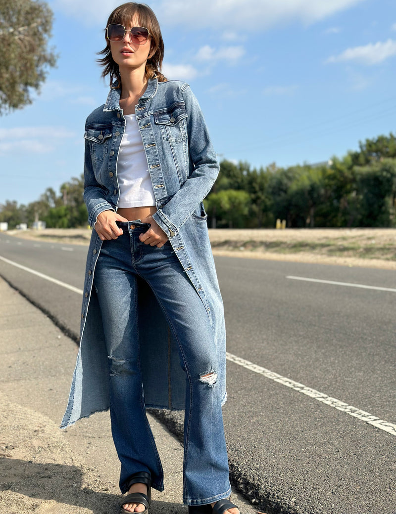 Wash Lab Denim Piece Dyed Denim Dress in Blue Wash Lab Denim Piece Dyed Denim Dress in Blue