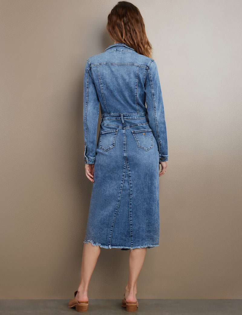 rubbish denim dress Vintage Rubbish 90s Blue Denim Duster Dress w/ Pockets Size M