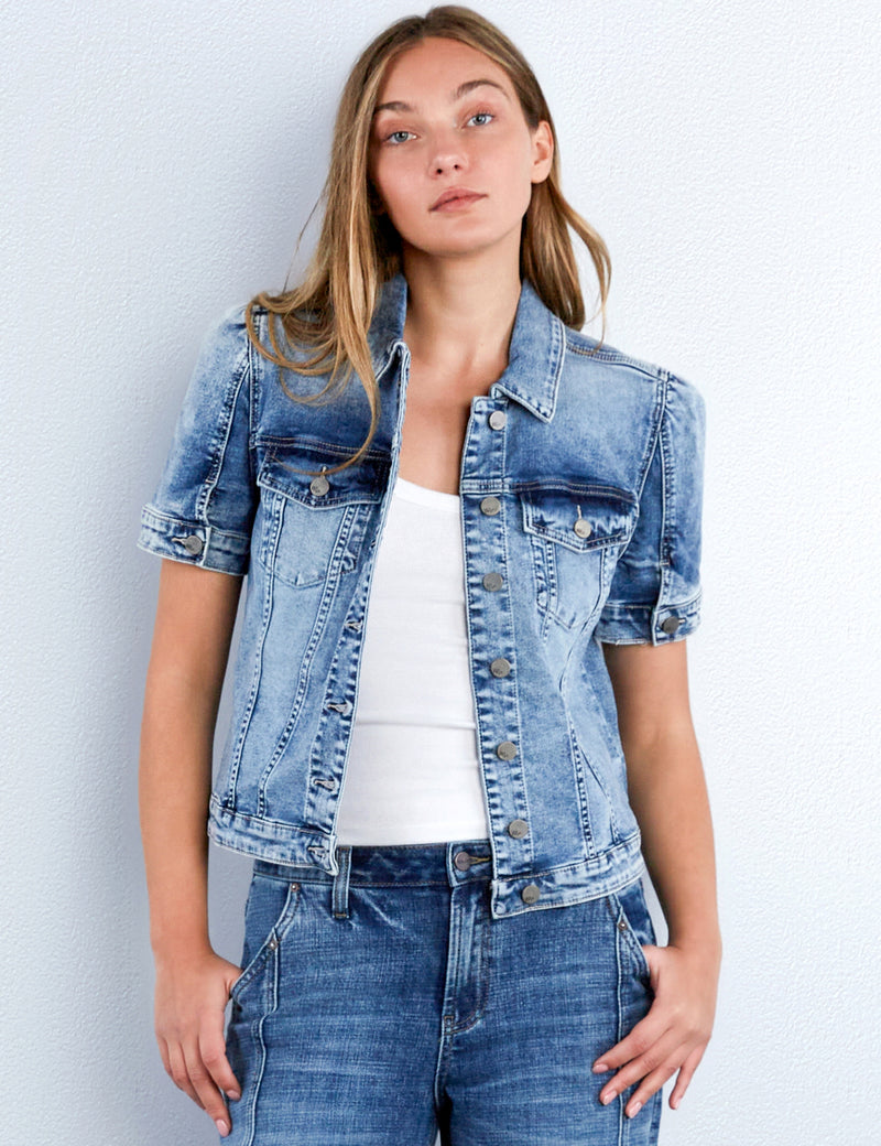 Puff-Sleeve Denim Jacket