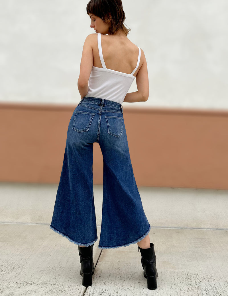 Women's Designer Cropped Gaucho Denim Jeans