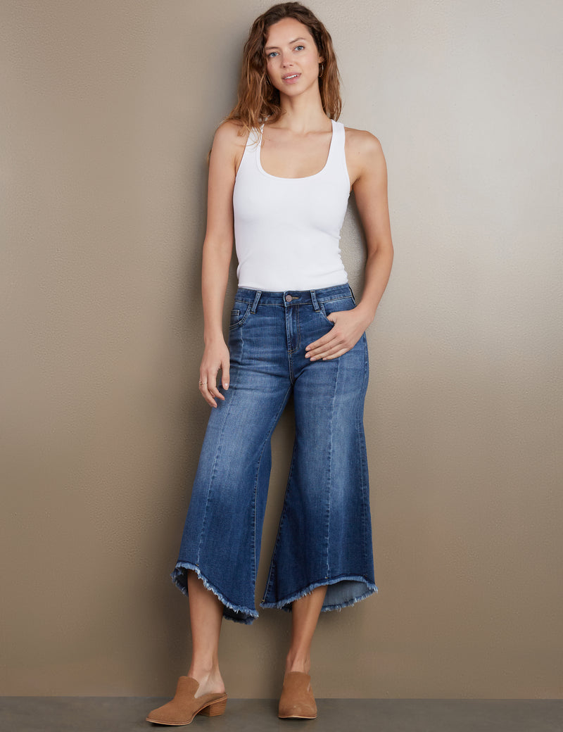 Women's Designer Cropped Gaucho Denim Jeans