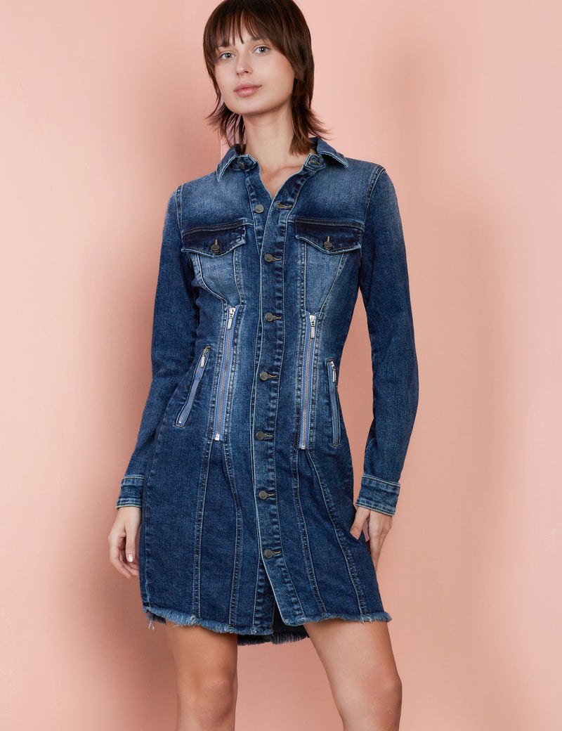 Women's Corset Zip Front Denim Dress Billy T billytshop Women's Corset Zip Front Denim Dress Billy T billytshop