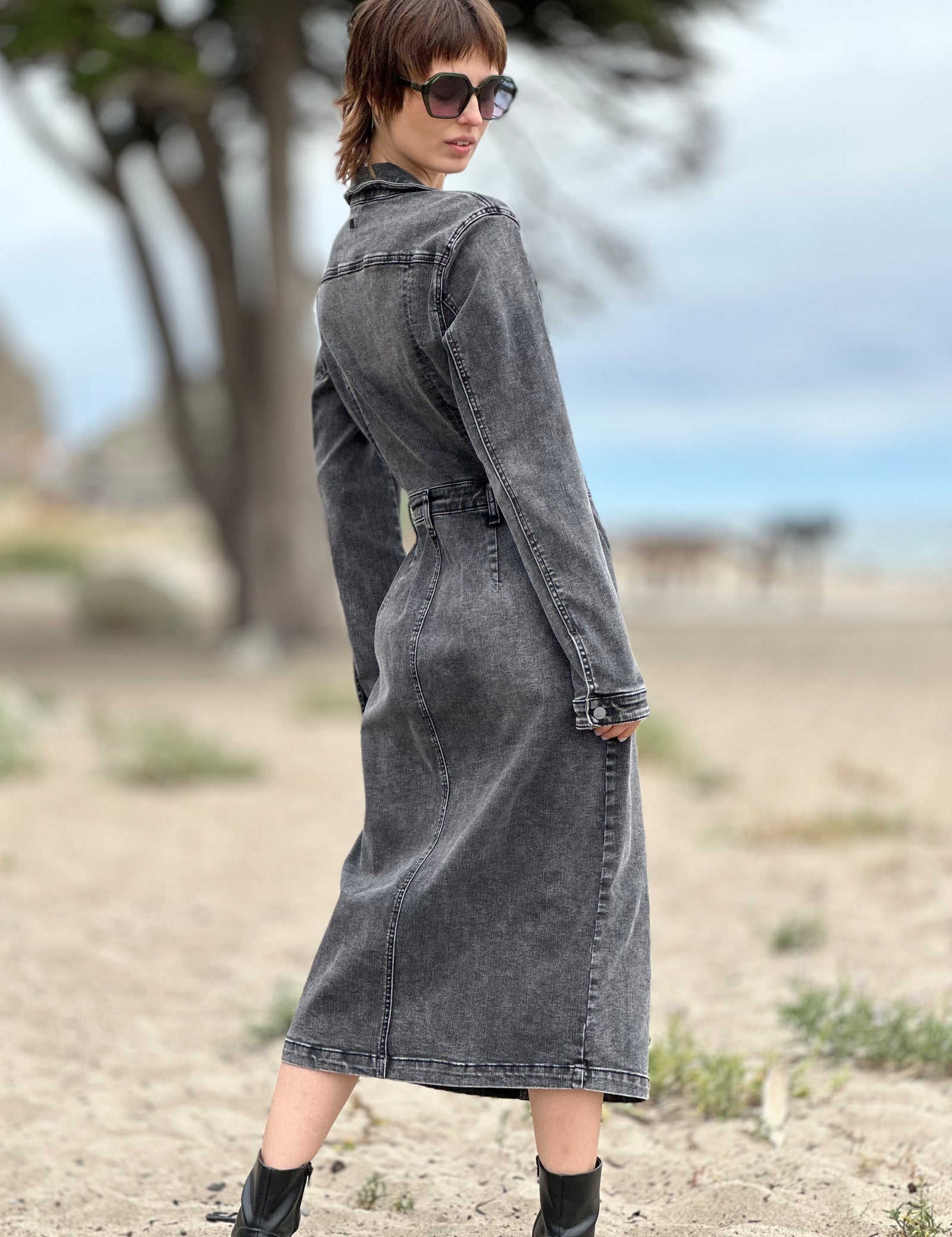 Womens Millie Light Flowy Denim Shirtdress Wash Lab Storm Grey / XS Womens Millie Light Flowy Denim Shirtdress Wash Lab Storm Grey / XS