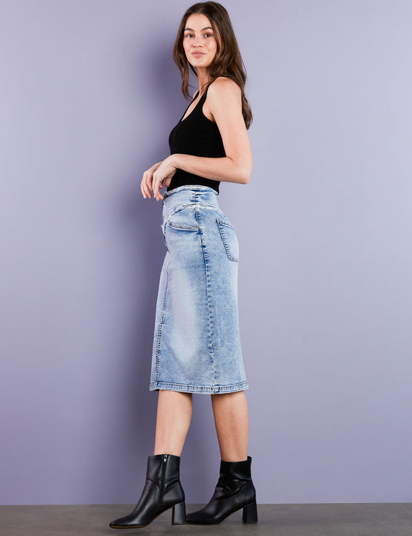 Women's Designer Denim Sunshine Midi Skirt