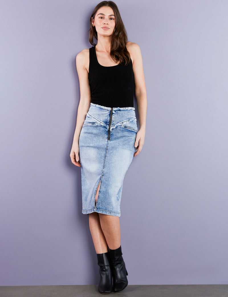 Women's Designer Denim Sunshine Midi Skirt