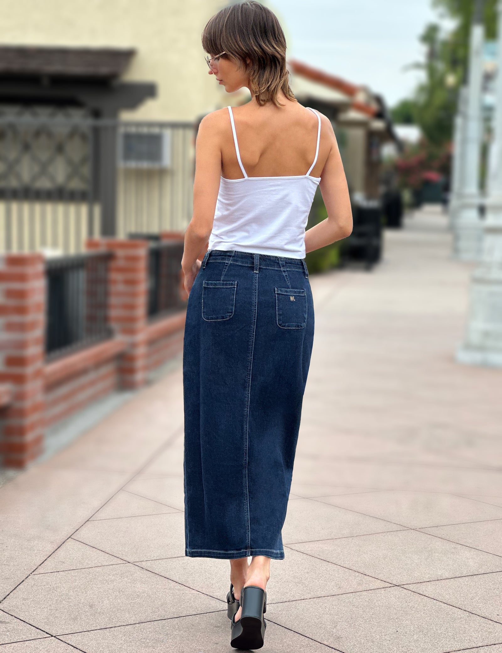 Women's Daily Slit Soft Denim Midi Skirt – Billy T – billytshop