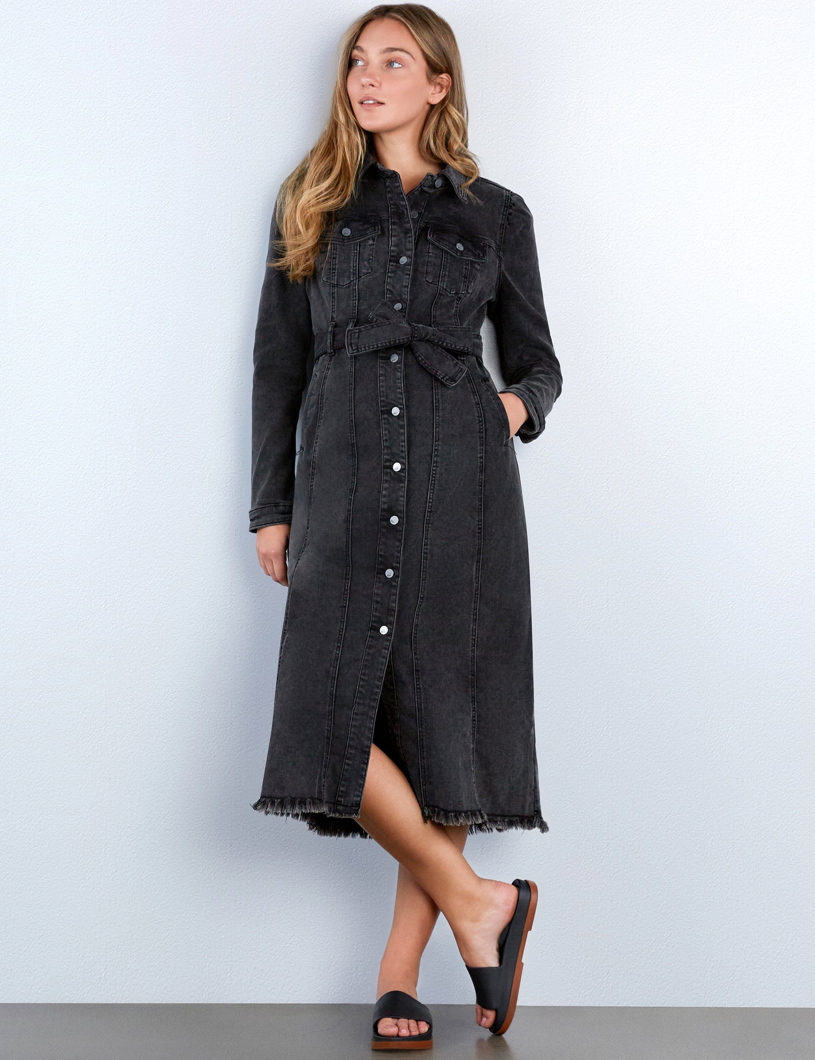 Women’s Denim Jacket Dress – Wash Lab Shady Black / S