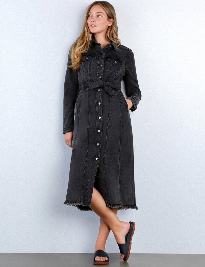 black denim shirt dress womens Washed Black Denim Shirt Dress