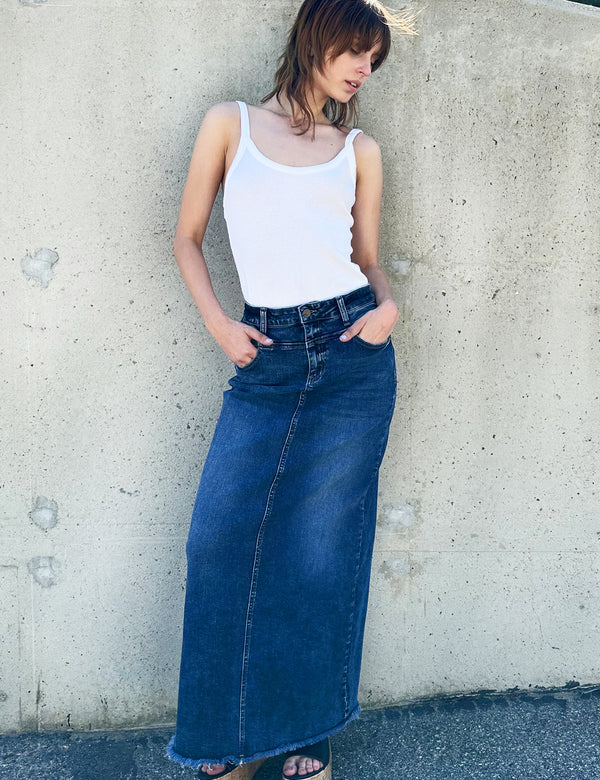 The Lowdown Denim Midi Skirt