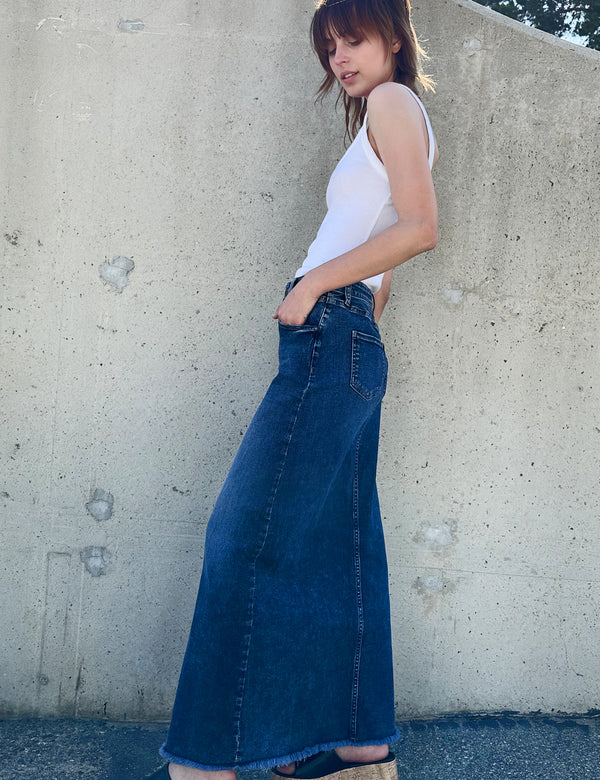 The Lowdown Denim Midi Skirt