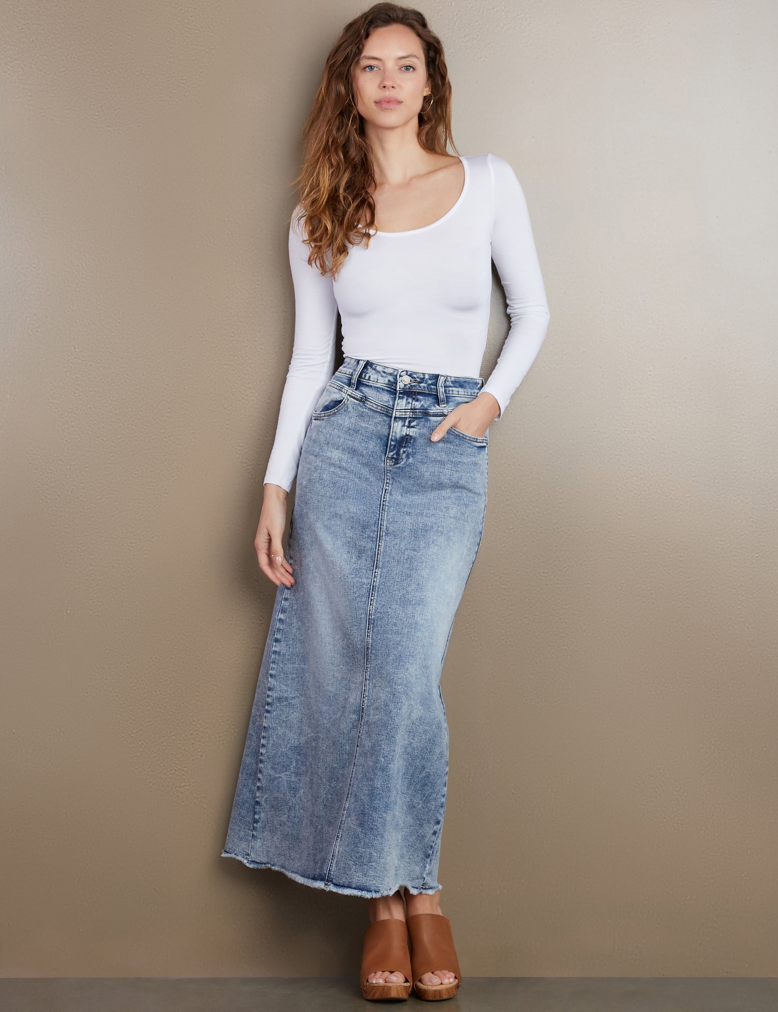 Women's Lowdown Denim Maxi Skirt – Billy T – billytshop