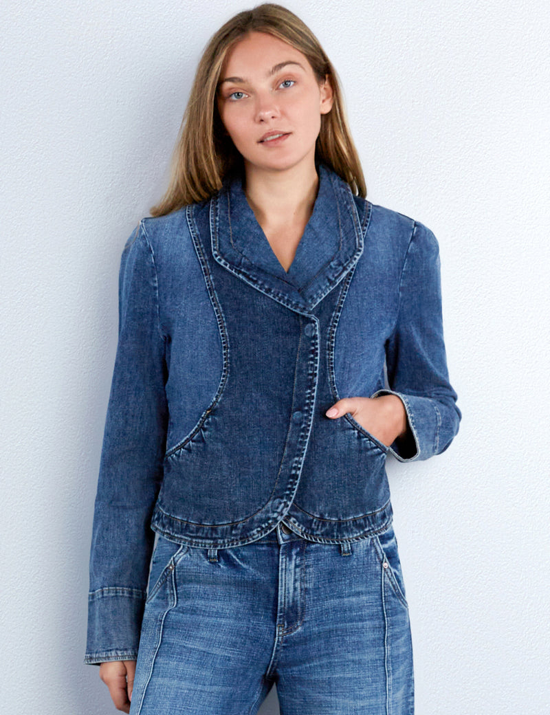 Short Riding Denim Jacket