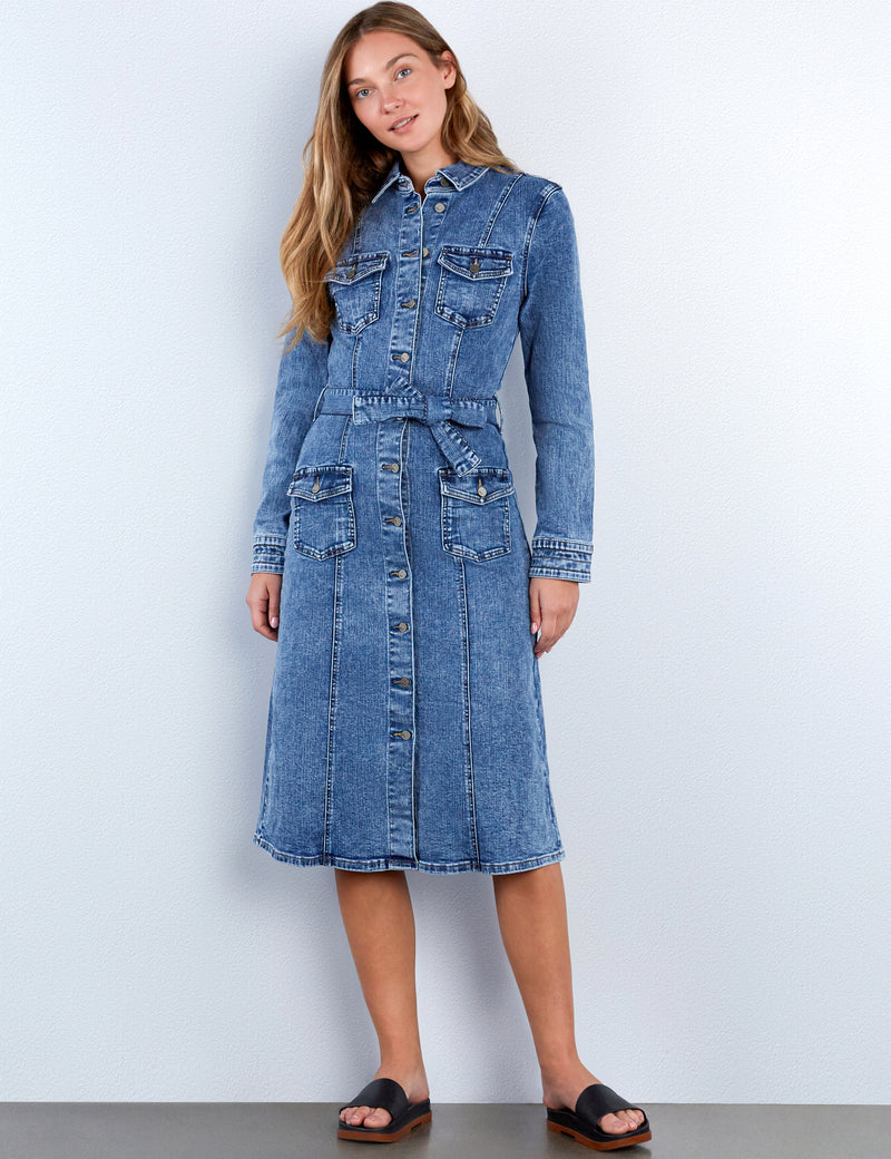 Womens Cargo Denim Dress Wash Lab Peace Blue / M Womens Cargo Denim Dress Wash Lab Peace Blue / M