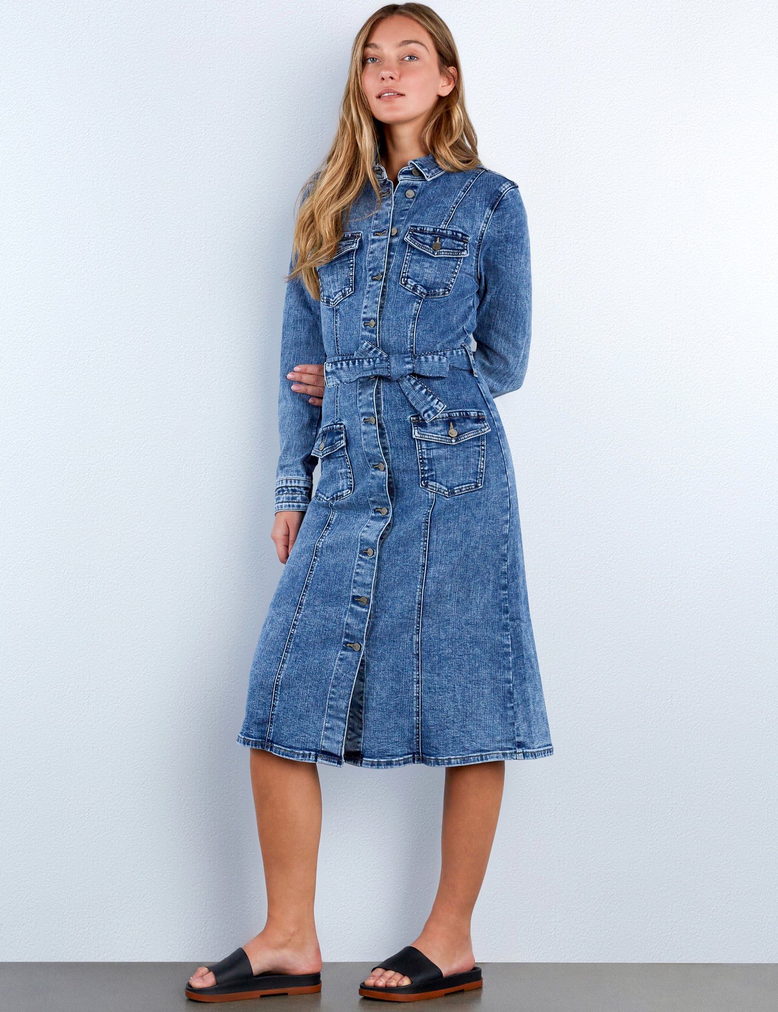 Women’s Cargo Denim Dress – Wash Lab Peace Blue / M