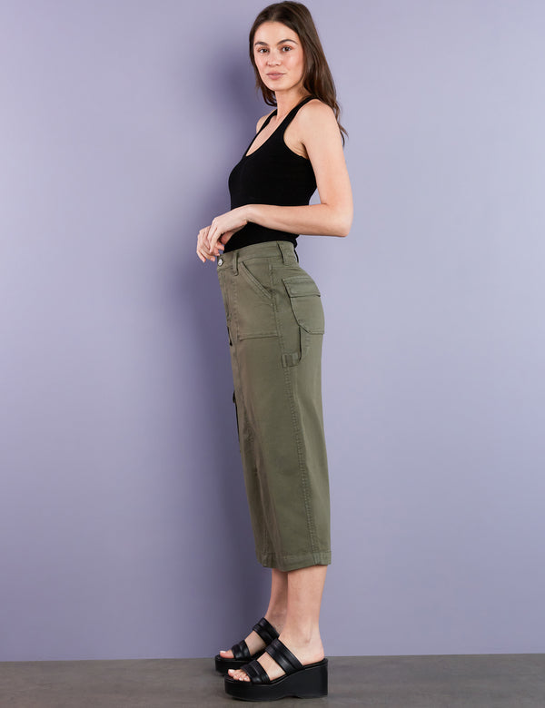 Women's Designer Patch and Cargo Pocket Midi Skirt