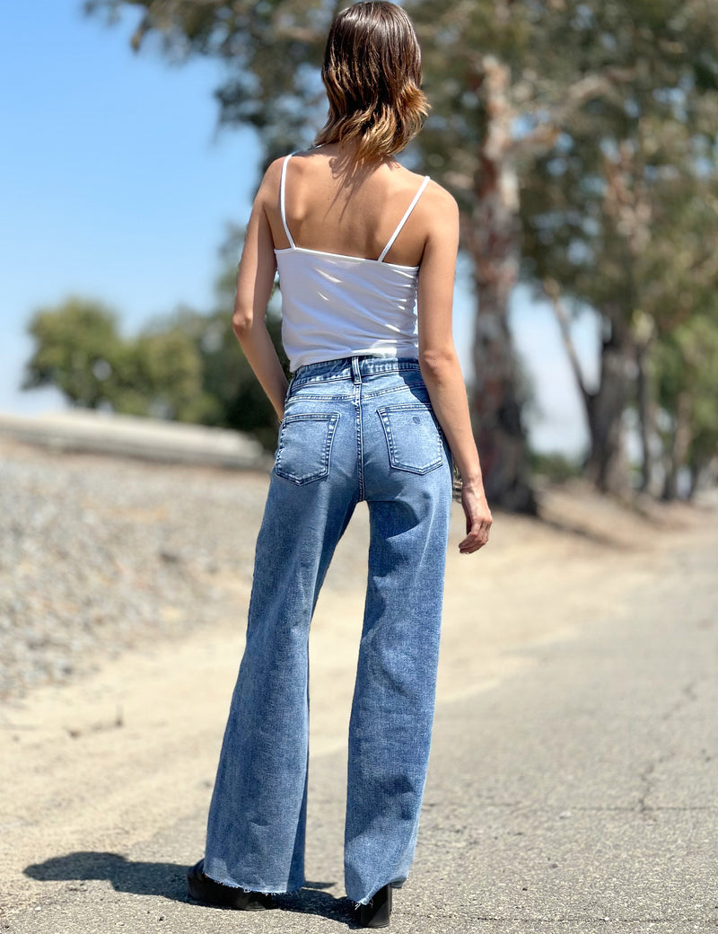 Mamie High-Rise Cropped Jeans in Relaxed Blue Back View