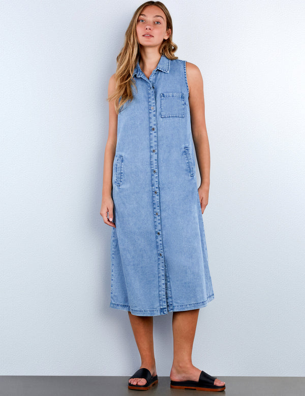 Sleeveless Denim Shirtdress