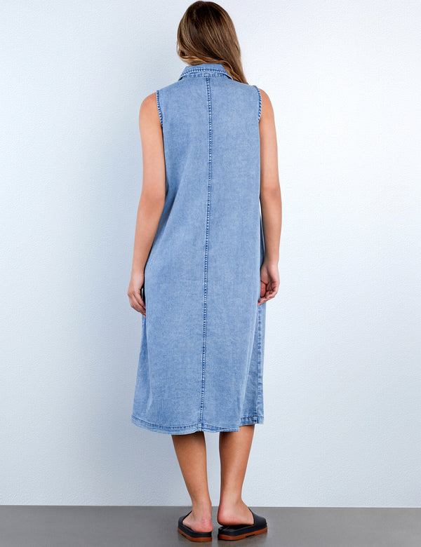 Sleeveless Denim Shirtdress