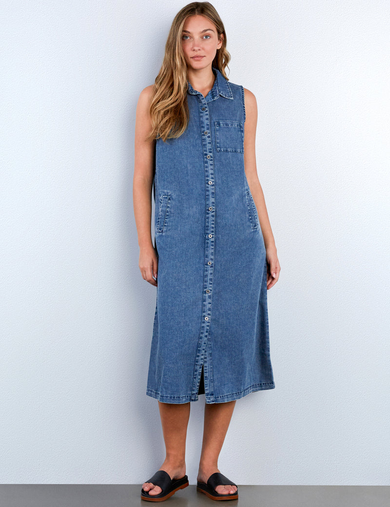 Sleeveless Denim Shirtdress