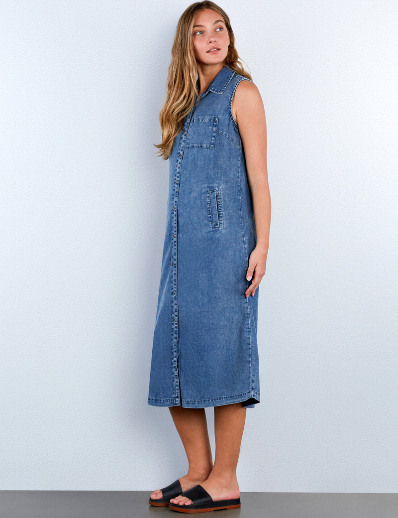 Sleeveless Denim Shirtdress