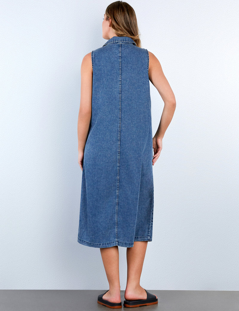 Sleeveless Denim Shirtdress