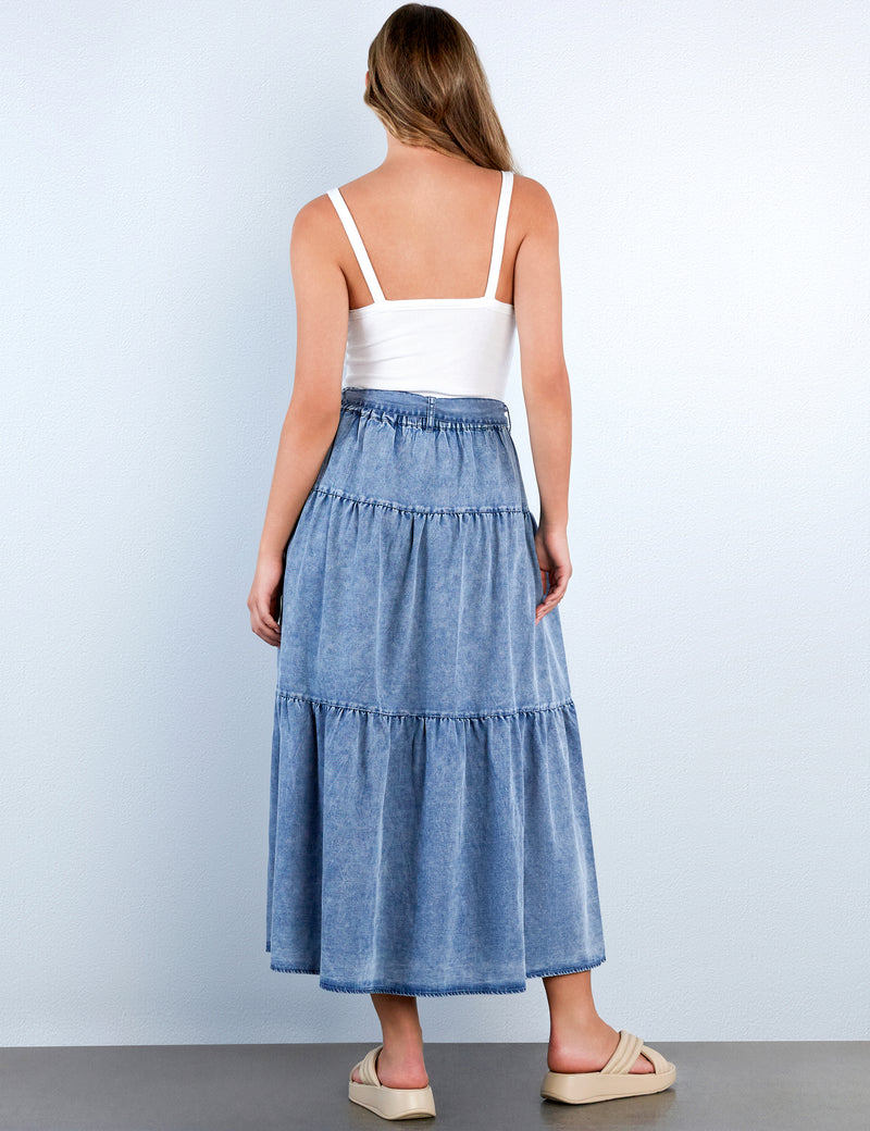 Tiered Self Belt Skirt