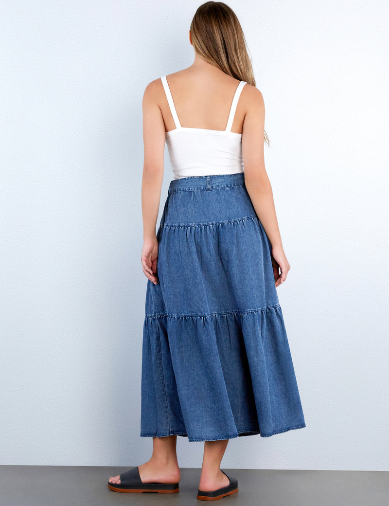 Tiered Self Belt Skirt