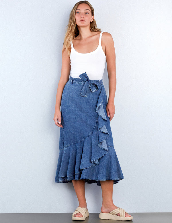 Ruffle Wrap Maxi Skirt