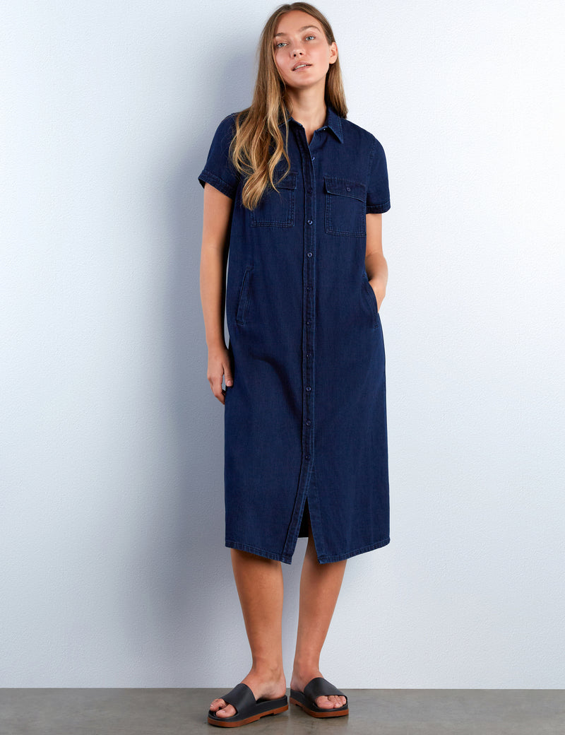 Wash Lab Denim Mendocino Cotton & Linen Denim Shirtdress in Napa Blue at Nordstrom, Size X-Small Wash Lab Denim Mendocino Cotton & Linen Denim Shirtdress in Napa Blue at Nordstrom, Size X-Small