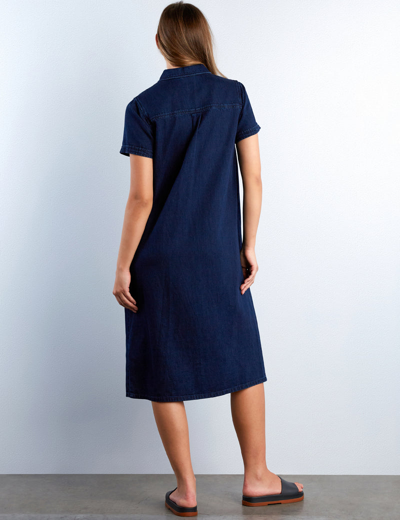 denim maxi dress short sleeve Mendocino Denim Maxi Shirt Dress – billytshop