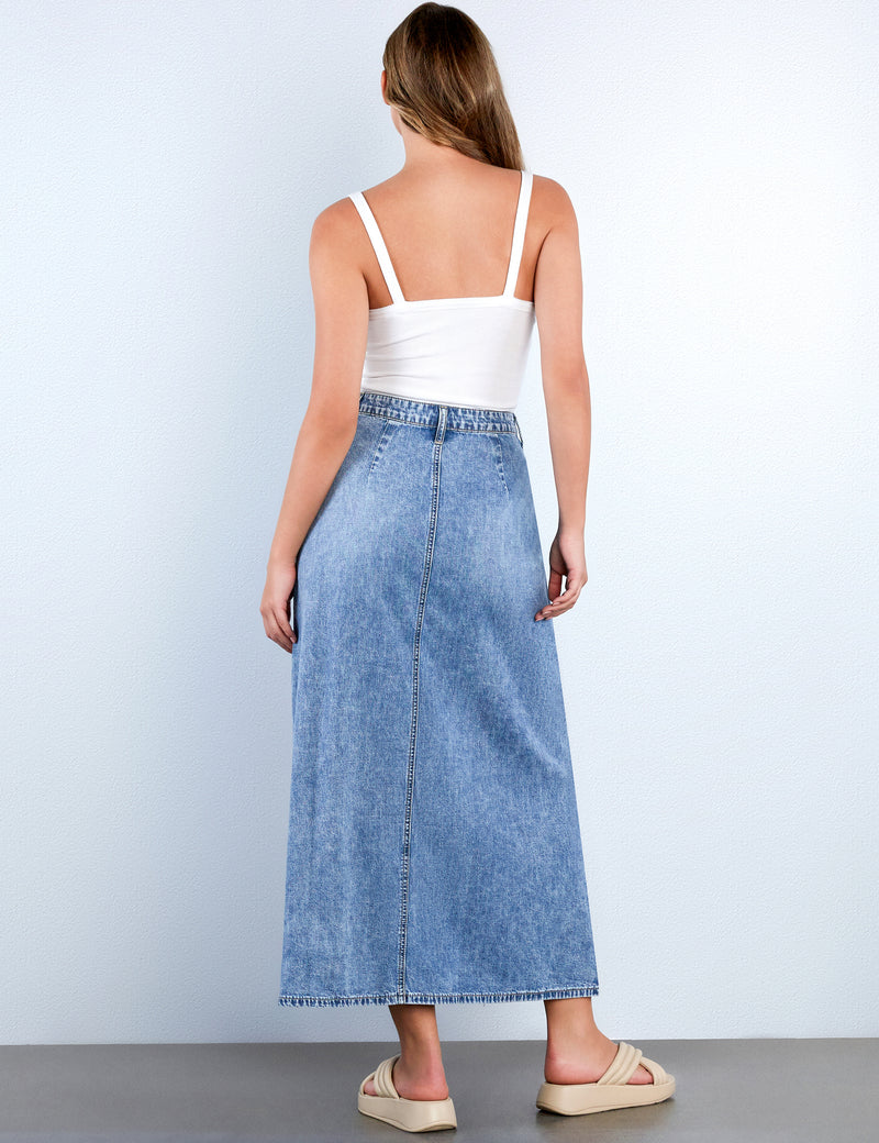 Soft Denim Maxi Skirt