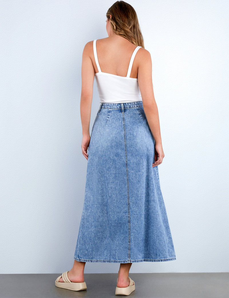 Soft Denim Maxi Skirt