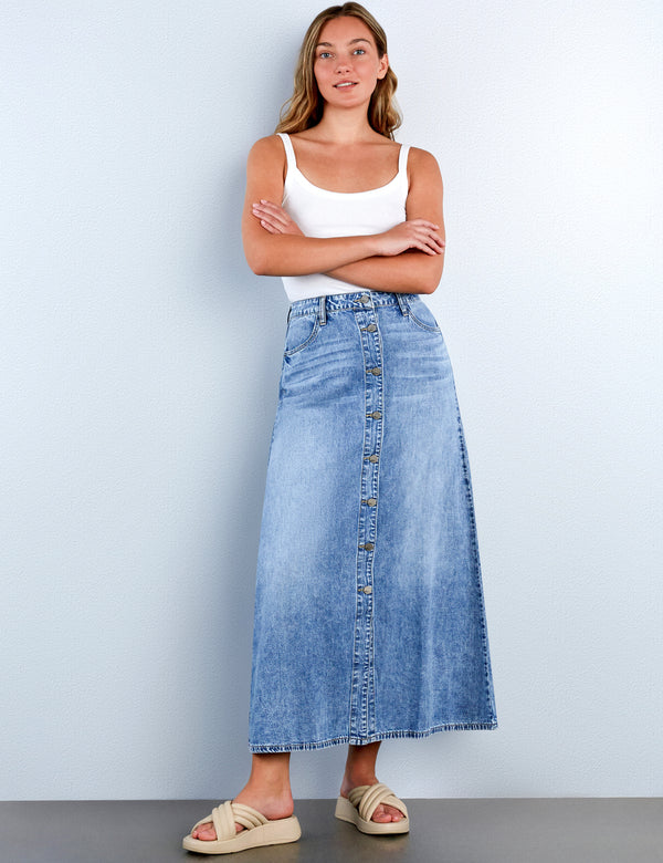 Soft Denim Maxi Skirt