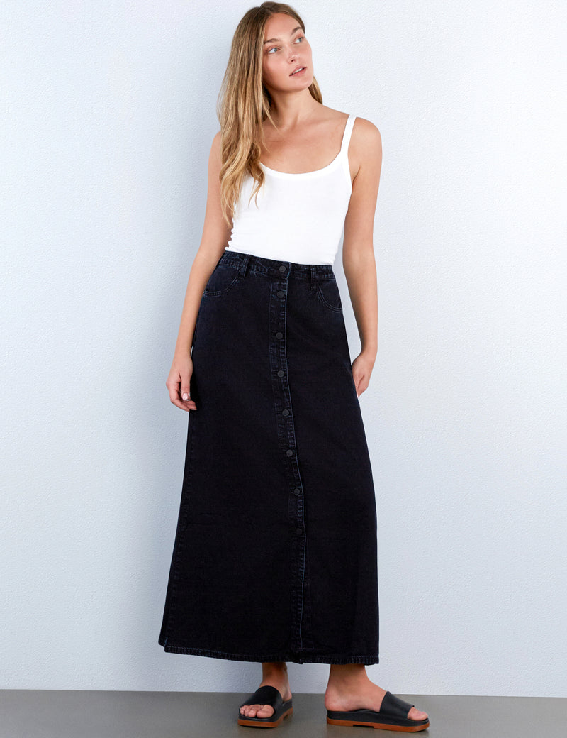 Soft Denim Maxi Skirt