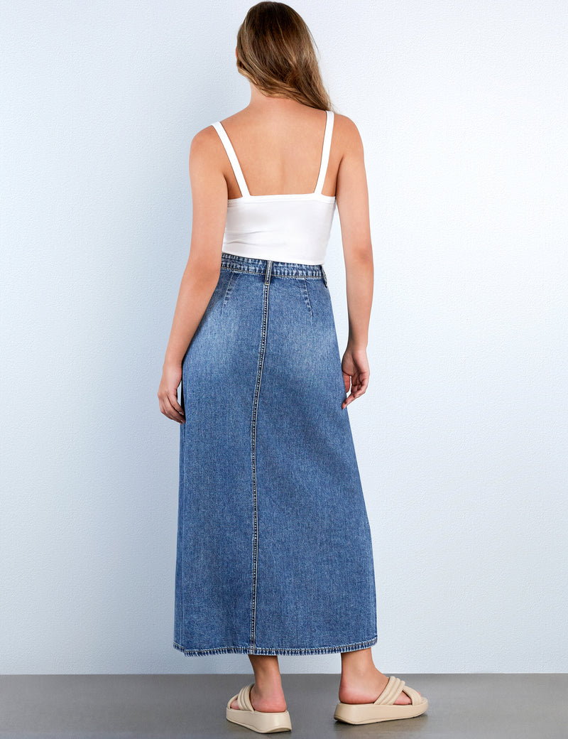 Soft Denim Maxi Skirt