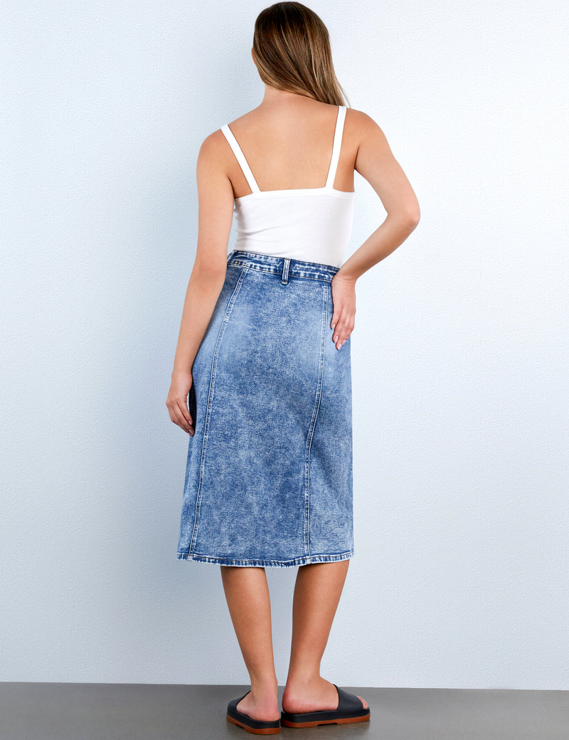 Road Trip Denim Midi Skirt