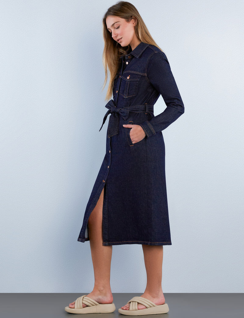 allura maxi dress Wash Lab Denim Allura Long Sleeve Denim Midi Shirtdress