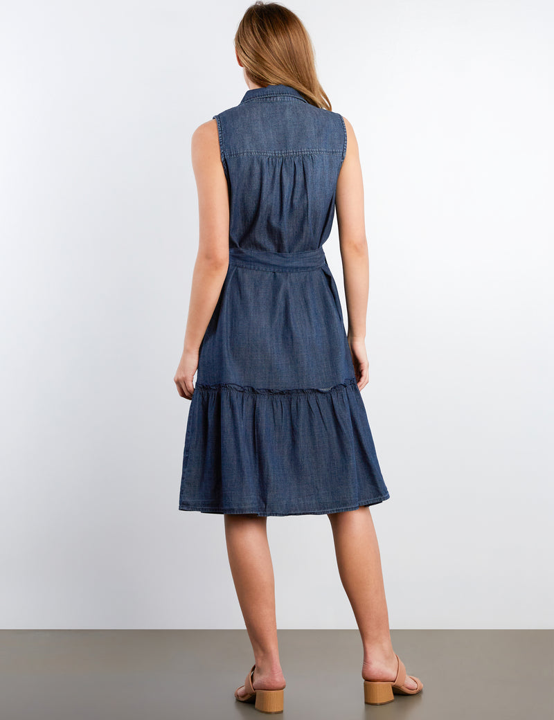 Allie Denim Tie Dress Dark Blue Wash / M