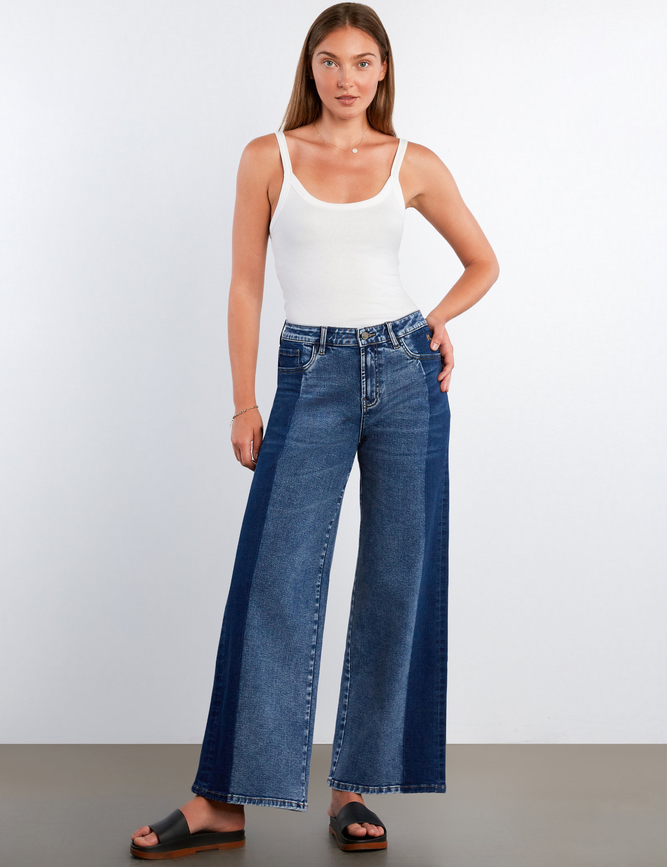 Two Color Jeans Women's Split Straight 2 Color Denim Jeans - Wash Lab – billytshop