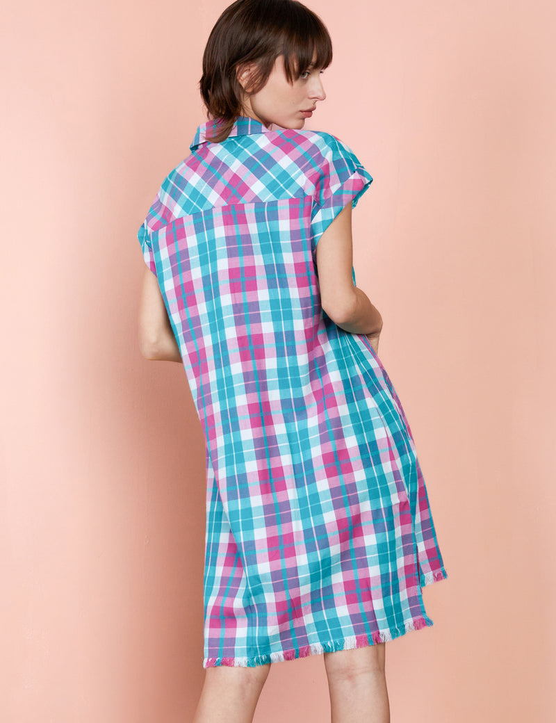 Watermelon Plaid Shirtdress