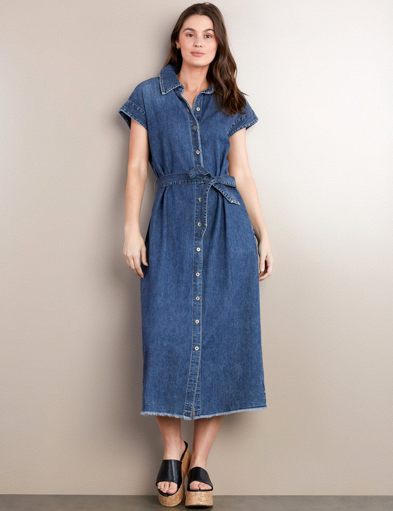 Women's Weekend Tie Waist Denim Midi Dress Billy T billytshop Women's Weekend Tie Waist Denim Midi Dress Billy T billytshop