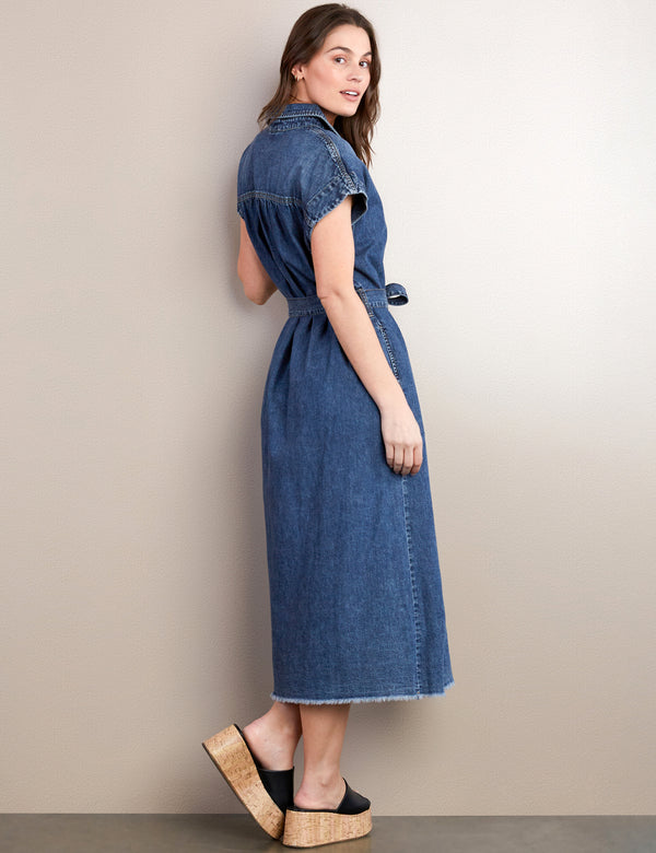 Women's Weekend Denim Midi Dress Side View