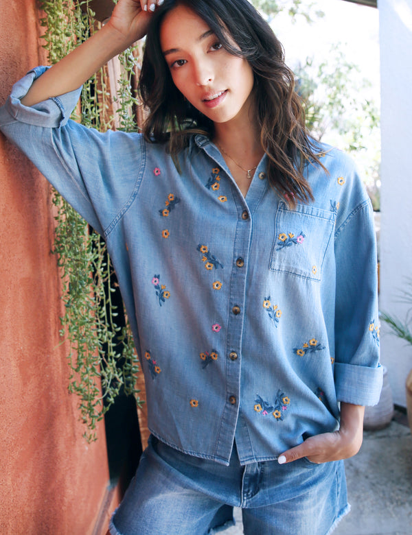Wild Floral Embroidered Shirt