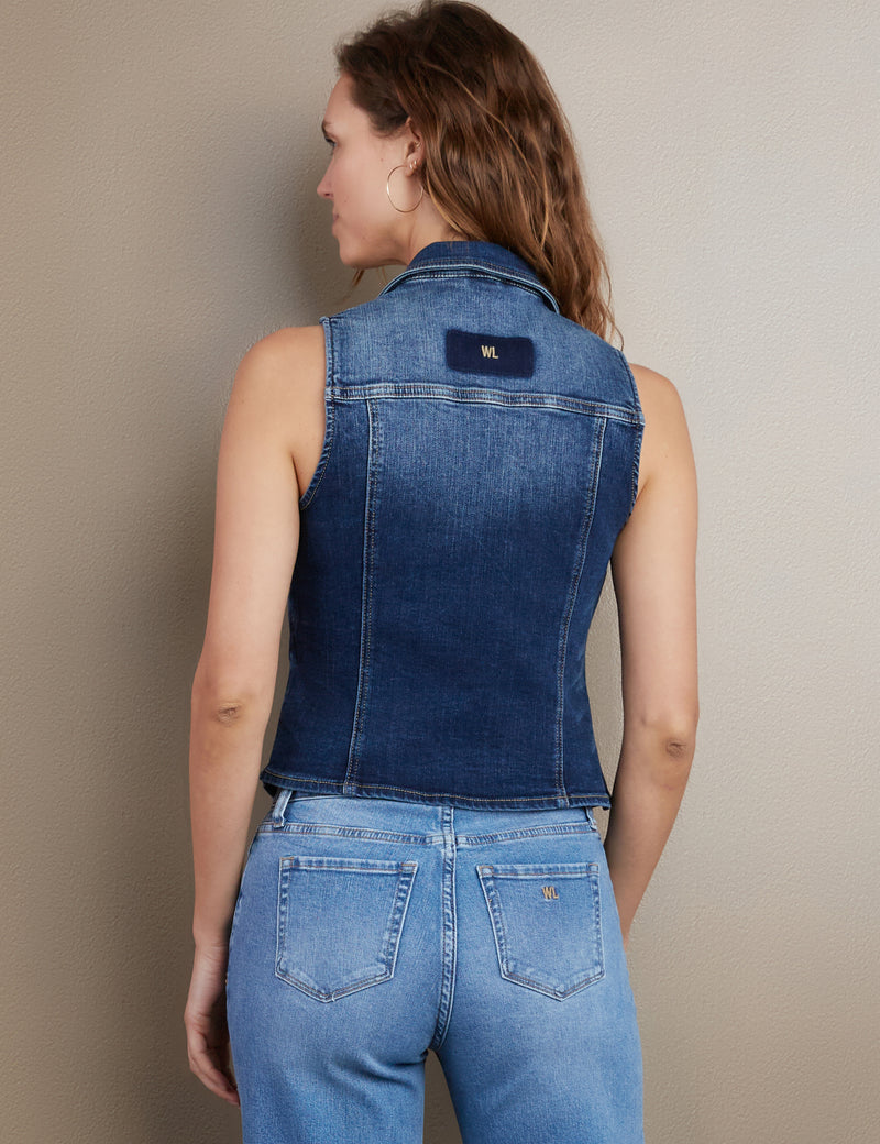 Willa Denim Vest Indigo Back View